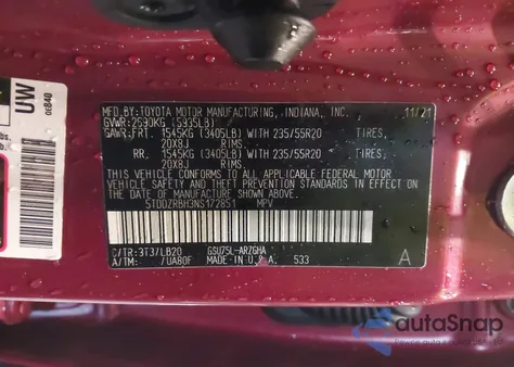 2022 Toyota Highlander Limited z USA, uszkodzony, nr VIN 5TDDZRBH3NS172851